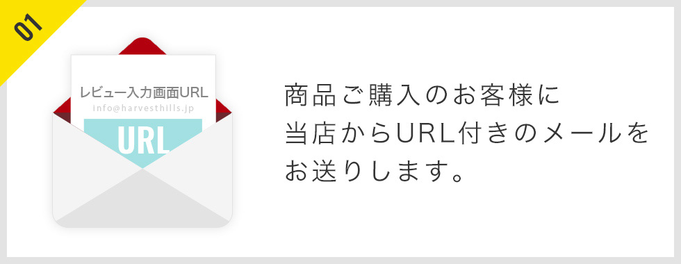 商品ご購入のお客様に当店からURL付きメールをお送りします。